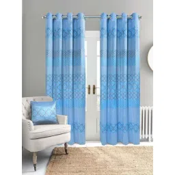 Saral Home Quite Velvet Digital Print Room Darkening Long Door Curtain 2pc, Lt.Blue. 4X9 ft-picture-14