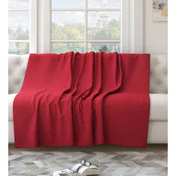 saral home Red Solid Cotton 55x82 Inches Sofa Throw-picture-15