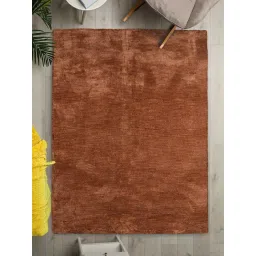 Saral Home Self Design Rust Microfibre Anti Skid Carpet-picture-13
