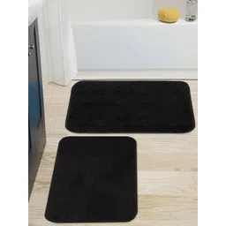 Saral Home Set Of 2 Black Solid 110 GSM  Anti-Skid Bath Rugs-picture-22