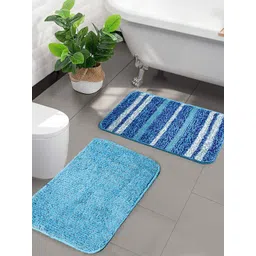 Saral Home Set Of 2 Blue & White Anti-Skid Bath Mats-picture-43