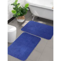 Saral Home Set Of 2 Blue  Solid Anti-Skid 210 GSM Bath Rugs-picture-35