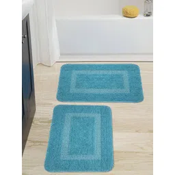 Saral Home Set of 2 Blue Woven-Design Anti-Skid Bath Mats-picture-28