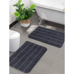 Saral Home Set of 2 Charcoal Grey Anti-Skid Bath Mats-picture-44
