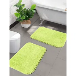 Saral Home Set Of 2 Green Solid Microfiber Anti-Skid Bath Rugs-picture-30