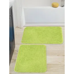 Saral Home Set Of 2 Lime Green Solid 110 GSM Anti-Skid Bath Rugs-picture-25