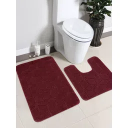Saral Home Set Of 2 Maroon Solid Anti-Slip Bathmat With Contour-picture-34