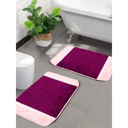 Saral Home Set Of 2 Purple & Pink Solid Anti-Skid Bath Rugs-picture-35