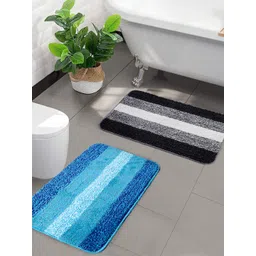 Saral Home Set Of 2 Striped Anti-Skid Bath Mats-picture-26
