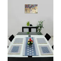 Saral Home Set of 5 Grey & White Printed Woven-Design Rectangular Sustainable Table Placements-picture-17