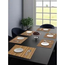 Saral Home Set Of 6 Beige & Brown Striped Table Placemats-picture-34