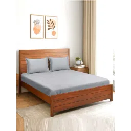 Saral Home Sheen Shine Light Grey 300 TC Cotton King Bedsheet with 2 Pillow Covers-picture-27