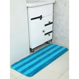 Saral Home Turquoise Blue & Blue Striped Rectangular Runner image 1