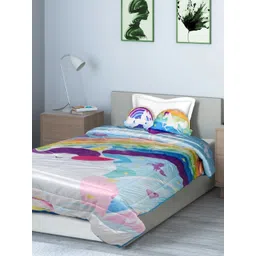Saral Home Turquoise Blue & White Cartoon Characters AC Room Single Bed Quilt-picture-36
