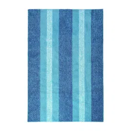 Saral Home Turquoise Blue Striped Anti-Skid Polyester Carpet-picture-15