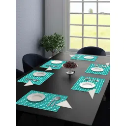 Saral Home Turquoise Cotton 42 TC Placemats with Napkin - Set of 12-picture-10