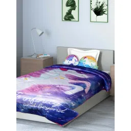 Saral Home Unicorn Blue Velvet 200 TC Kids Bed Linen Set-picture-24