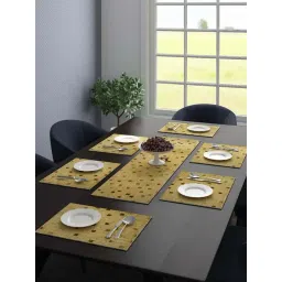 Saral Home Unique Gold & Brown Polyester 210 TC Placemats - Set of 7-picture-39