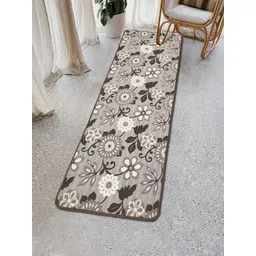 Saral Home Unisex Brown & Beige Floral Printed Anti-Skid Runner-picture-51