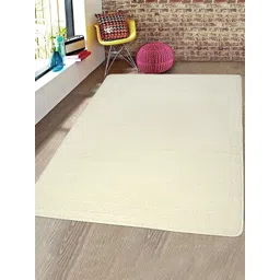 Saral Home Unisex Off White Solid Polyester Shaggy Yarn Anti-skid Carpet-picture-12