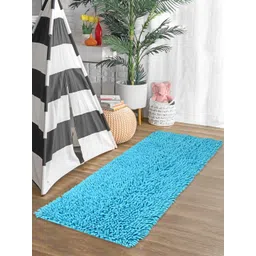 Saral Home Unisex Turquoise Blue Solid Shaggy Anti-Skid Runner-picture-23