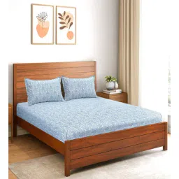 saral home White Abstract 200 TC Microfiber Queen Bedsheet with 2 Pillow Covers-picture-16