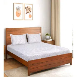 saral home White Abstract 200 TC Microfiber Queen Bedsheet with 2 Pillow Covers-picture-23