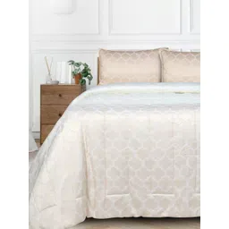 Saral Home White & Beige Geometric 400 GSM Single Bed Quilt-picture-15