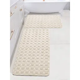 Saral Home YANO Geometric Ivory Cotton Antiskid Bath Mat (Set of 2)-picture-36