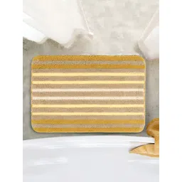 Saral Home Yellow & Brown Striped 650 GSM Antiskid Bath Rug-picture-24