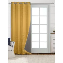 Saral Home Yellow & Grey Geometric Printed Cotton Black Out Non-Fading Door Curtain-picture-39