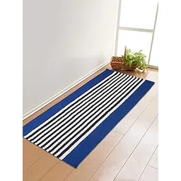 Saral Home Striped Designer Soft Cotton Durable & Washable Multipurpose Rugs/Runner | Quick-Drying Rugs for Home/Kitchen/Living Area/Lobby/Office Entrance with Anti Skid Backing (Blue, 45 Cm X 180 Cm)-picture-18