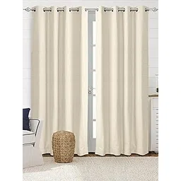Saral Home Waffle Cotton Room Darkening Door Curtains 2Pc, Ivory 4X7 Feet-picture-27