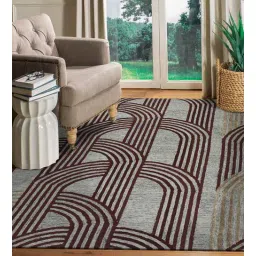 saraswati global Grey Abstract Blended Wool 4 ft x 6 ft Hand Tufted Carpet-picture-37