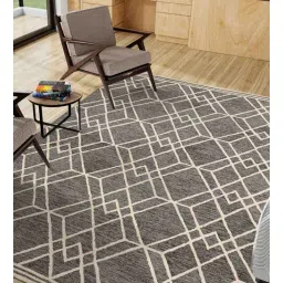 saraswati global Grey Geometric Wool 5 ft x 7 ft Hand Tufted Carpet-picture-27