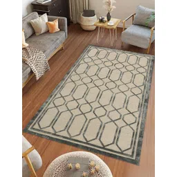 saraswatii global Beige Geometric Hand-Tufted Woollen Anti-Skid Carpet-picture-10