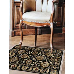 saraswatii global Black & Beige Ethnic Motifs Anti-Skid Woolen Carpet-picture-29