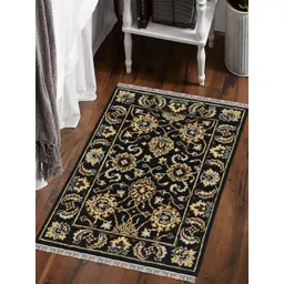 saraswatii global Black & Brown Ethnic Motifs Anti-Skid Woolen Carpet-picture-12