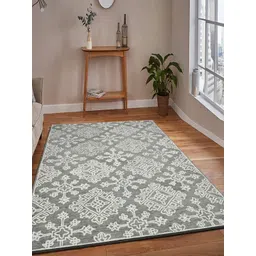saraswatii global Boston Grey & Off White Ethnic Motifs Printed Tufted Woollen Carpet-picture-15