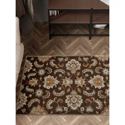saraswatii global Castel Brown & Beige Floral Printed Tufted Woollen Carpet-picture-28