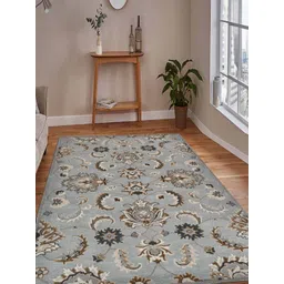 saraswatii global Castel Grey & Brown Floral Printed Tufted Woollen Carpet-picture-17