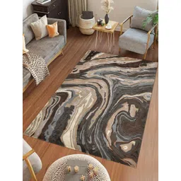 saraswatii global Cubism Brown Abstract Hand-Tufted Woollen Carpet-picture-30