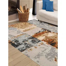 saraswatii global Grey & Brown Abstract Anti-Skid Woollen Carpet-picture-26