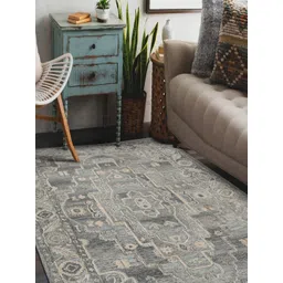 saraswatii global Grey & Off White Abstract Anti-Skid Woollen Carpet-picture-13