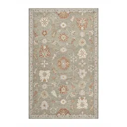 saraswatii global Grey & Off White Floral Anti-Skid Woollen Carpet image 3