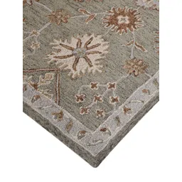 saraswatii global Grey & Off White Floral Anti-Skid Woollen Carpet image 5