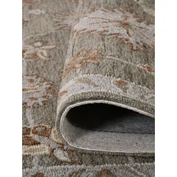 saraswatii global Grey & Off White Floral Anti-Skid Woollen Carpet image 2