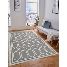 saraswatii global Grey & Off White Geometric Anti-Skid Woollen Carpet-picture-14