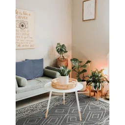 saraswatii global Grey & Off White Geometric Printed Woolen Rectangle Carpet-picture-10