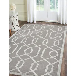saraswatii global Grey & White Geometric Anti-Skid Woollen Carpet-picture-16